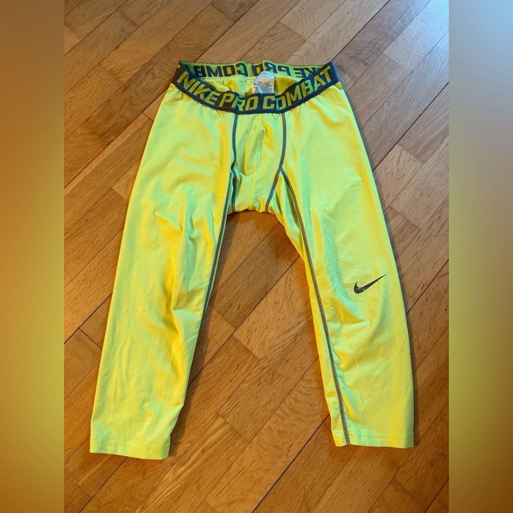 Nike Pro Combat Lime Green 3/4 Compression Pants